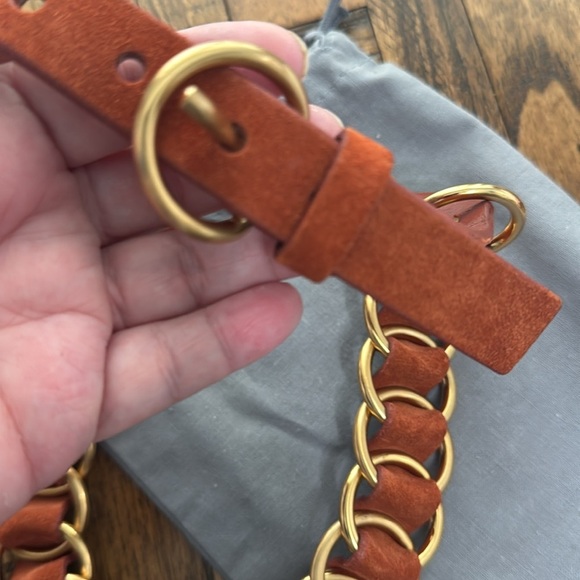 Miu Miu LEATHER Necklacegold tone rings adjustable terra-cotta Bigiottera NWT - Picture 9 of 17